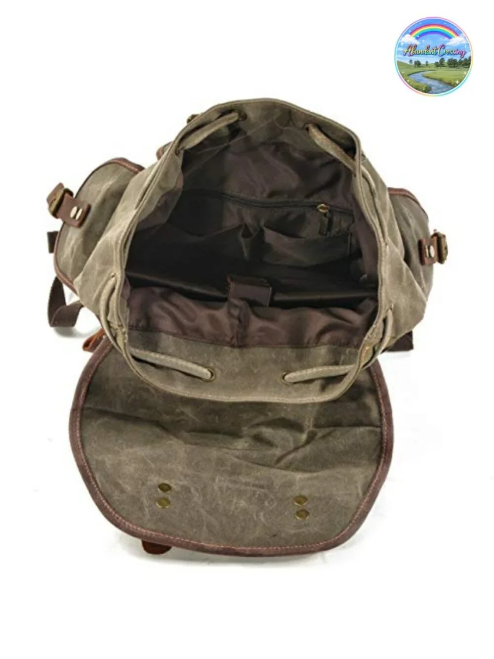 Vintage Men's Genuine Leather Waxed Canvas Travel Backpack, 22L Daypack